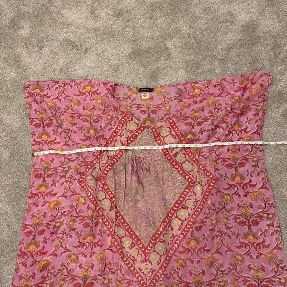 Tuckernuck Antik Batik Nootka Kaftan Pink Floral Size Large Cotton Maxi Sundress - Picture 6 of 11